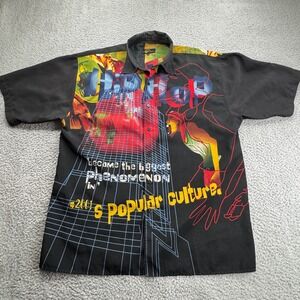Vintage Boom X Enterprise Mens XL Graphic Button Up Shirt Hip Hop Culture